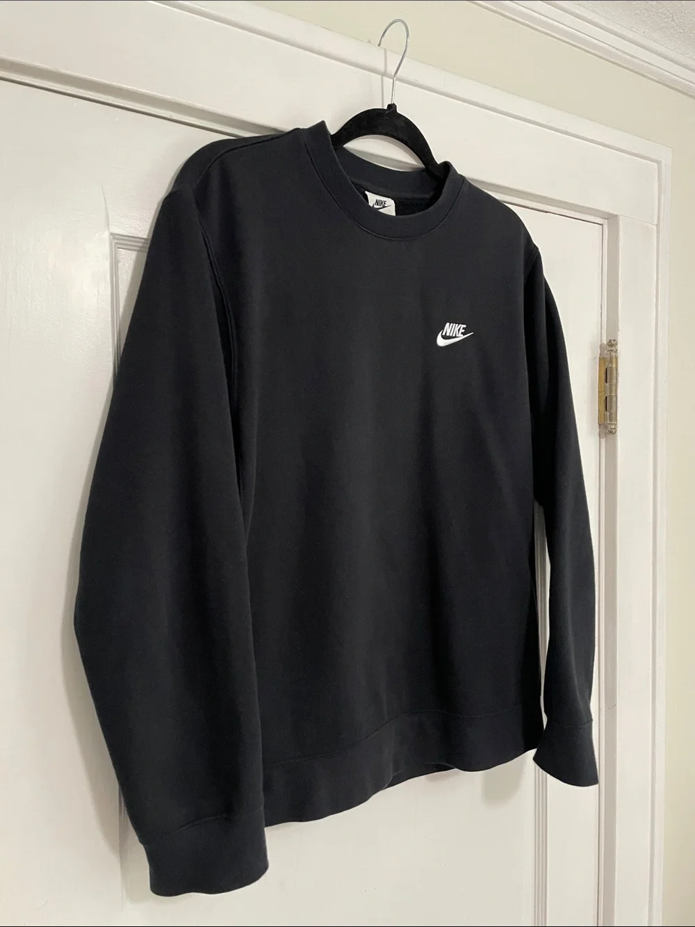 Nike Unisex Black Crewneck Sweatshirt with White Swoosh